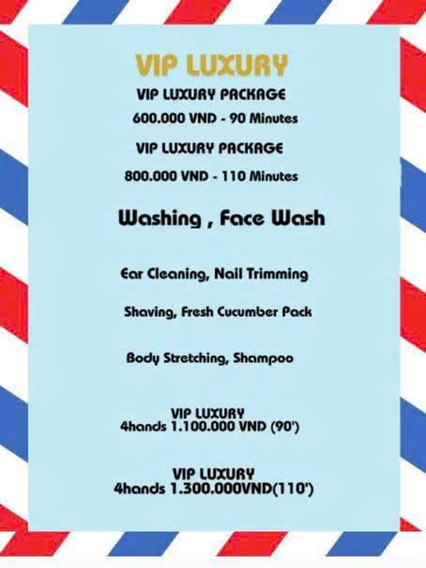 베트남 호치민 vip 럭셔리 이발소 vietnam hochiminh hcm vip luxury barbershop price